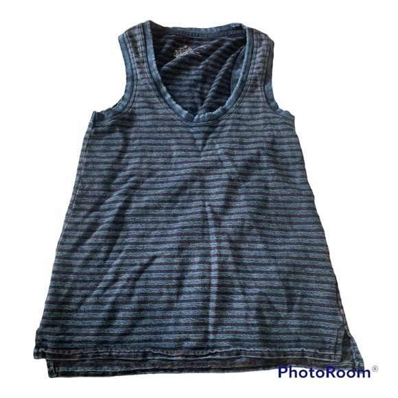 Anthropologie Pilcro XS Striped Tank Top Navy Blue Cotton Casual Distressed Knit - Picture 5 of 14